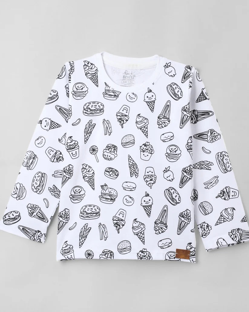 Comfort delights Printed Premium Cotton Self Coloring Night Suit with washable fabric Marker for Girls & Boys